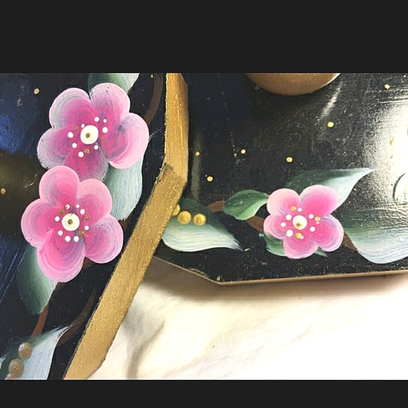 Custom Handmade Candleholders Wooden Painted NWT - Picture 2 of 2